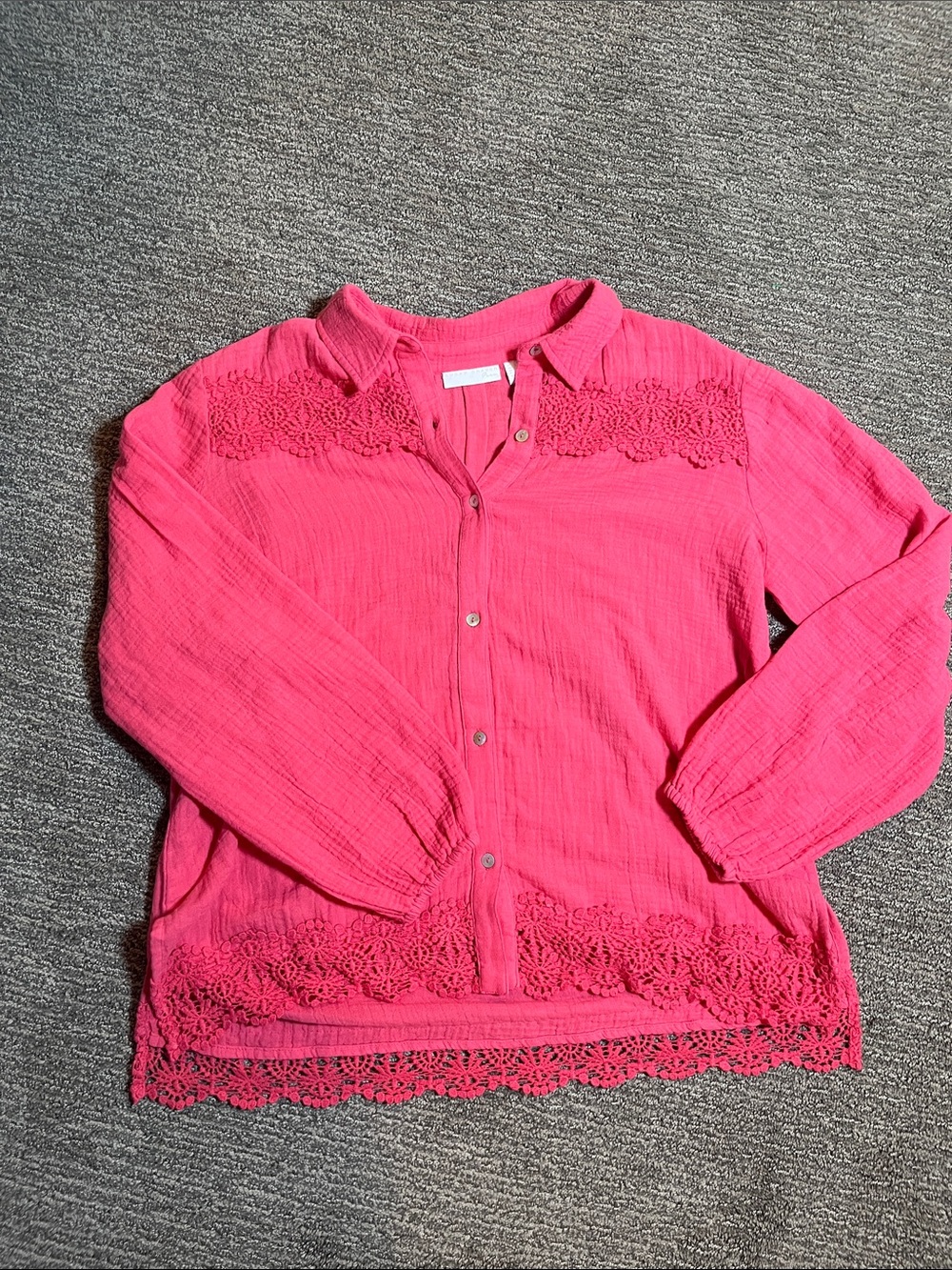 Susan Graver Pink Gauze Button-Front Blouse